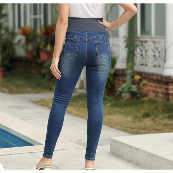 Maacie Over Belly Skinny Ripped Maternity Jeans Size M New With Tags - Picture 2 of 9
